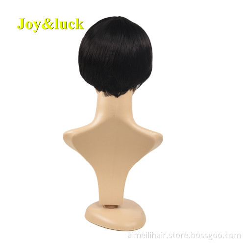 Wholesale Price Men's 6 inch Short Black Wig for Men Party Male Hair Style Daily or Cosplay Natural Straight Synthetic Wigs